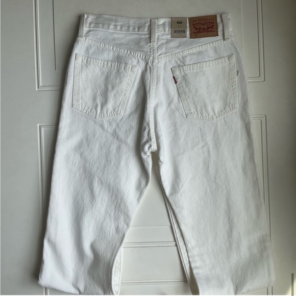 NWT Levi’s 501 White High Rise Straight Leg Distressed Raw Hem Jeans 27x32 - Picture 7 of 7